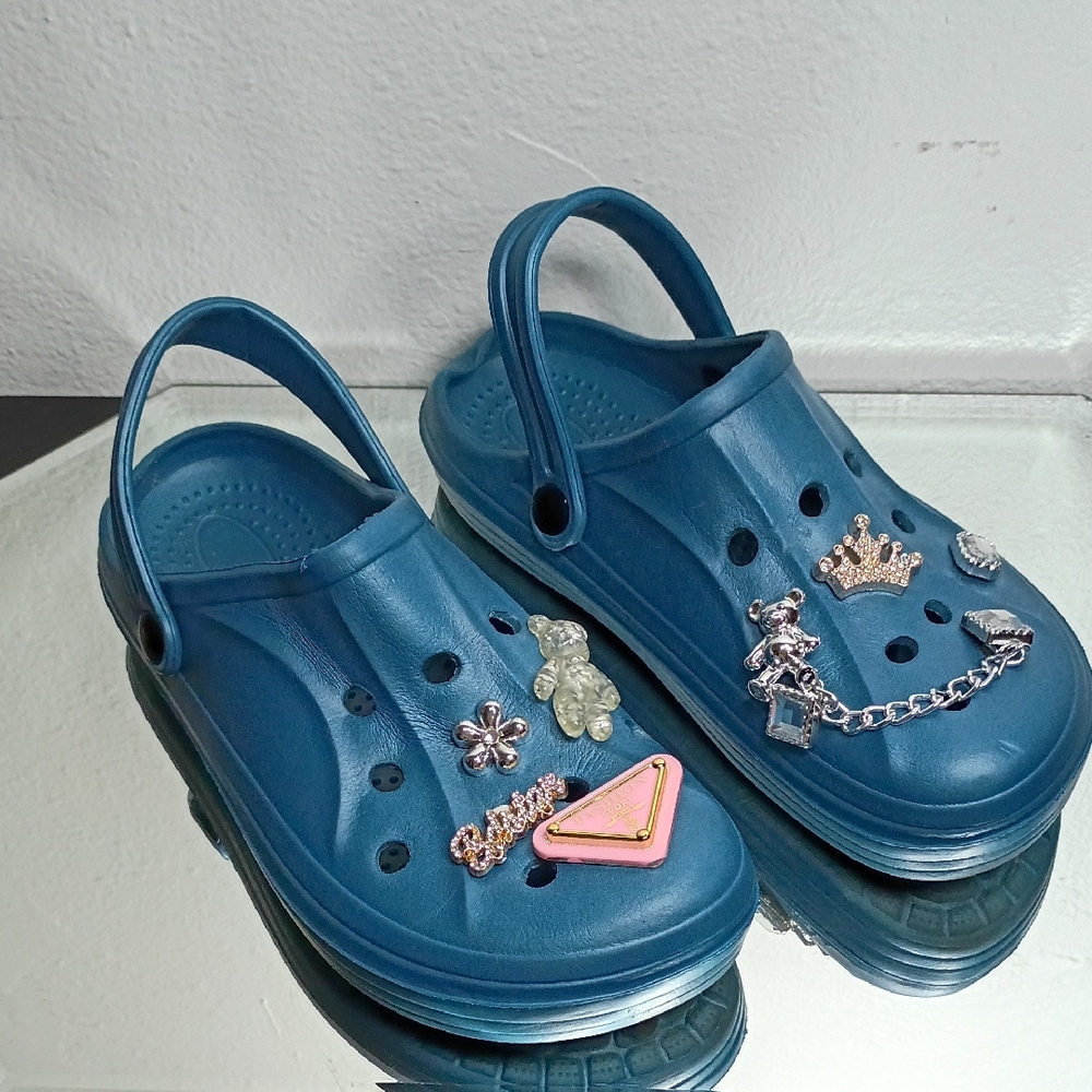 Kids' Blue Clogs with Fun Charms